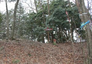 登り：尾根道へ　左は大瀧寺　右は実相山へ（2016.3）